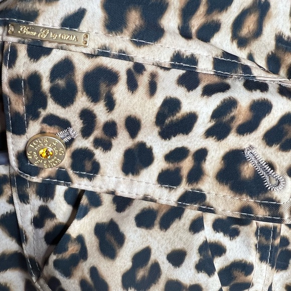 4G by Gizia skirt rhinestones bling buckles cheetah leopard print orange mini - Picture 7 of 8